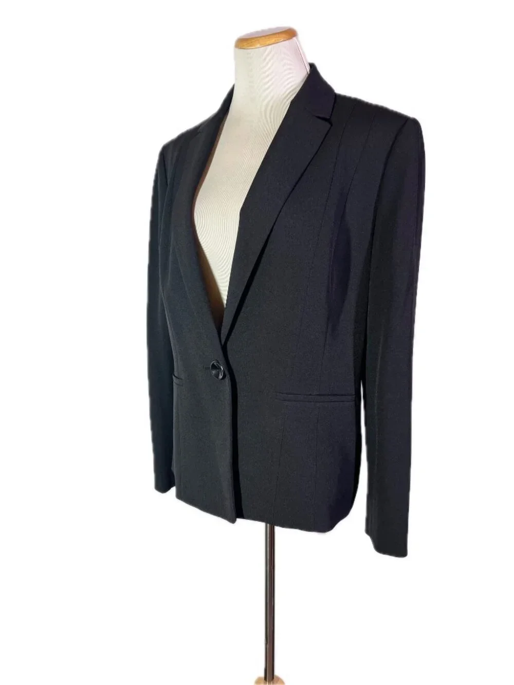Kasper Size 16 Black Blazer Suit Jacket Button-Front Classic